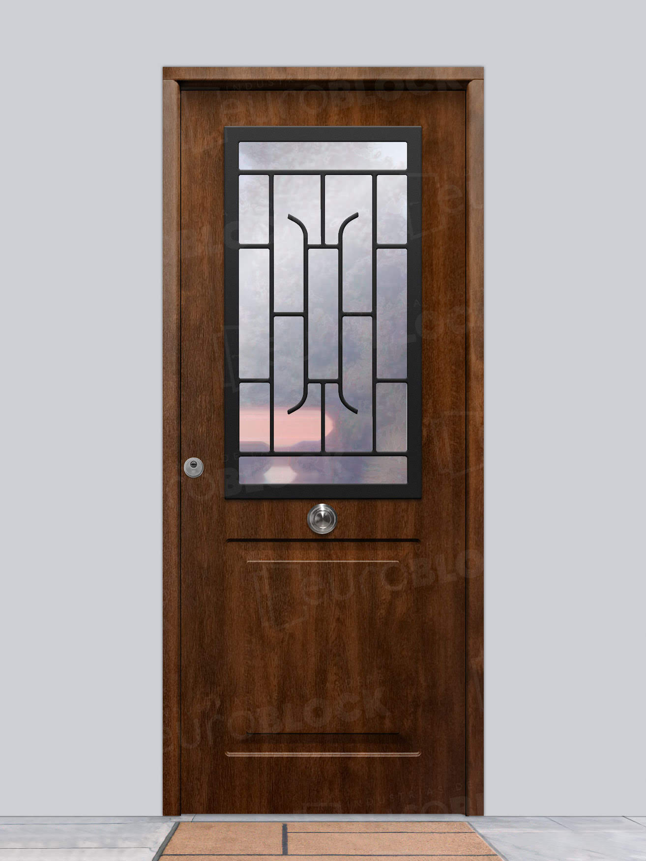 Puerta Galvanizada Metálica Clas-CR | 1110 Saga 100 Cristal Roble Viejo (Cara Interior Lisa)